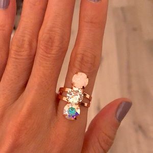 Rose Water Pink Opal + Aurora Borealis Crystal Statement Ring